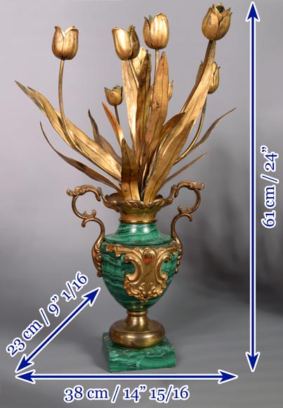 一对镀金青铜孔雀石花瓶，俄罗斯，十九世纪末- 艺术品